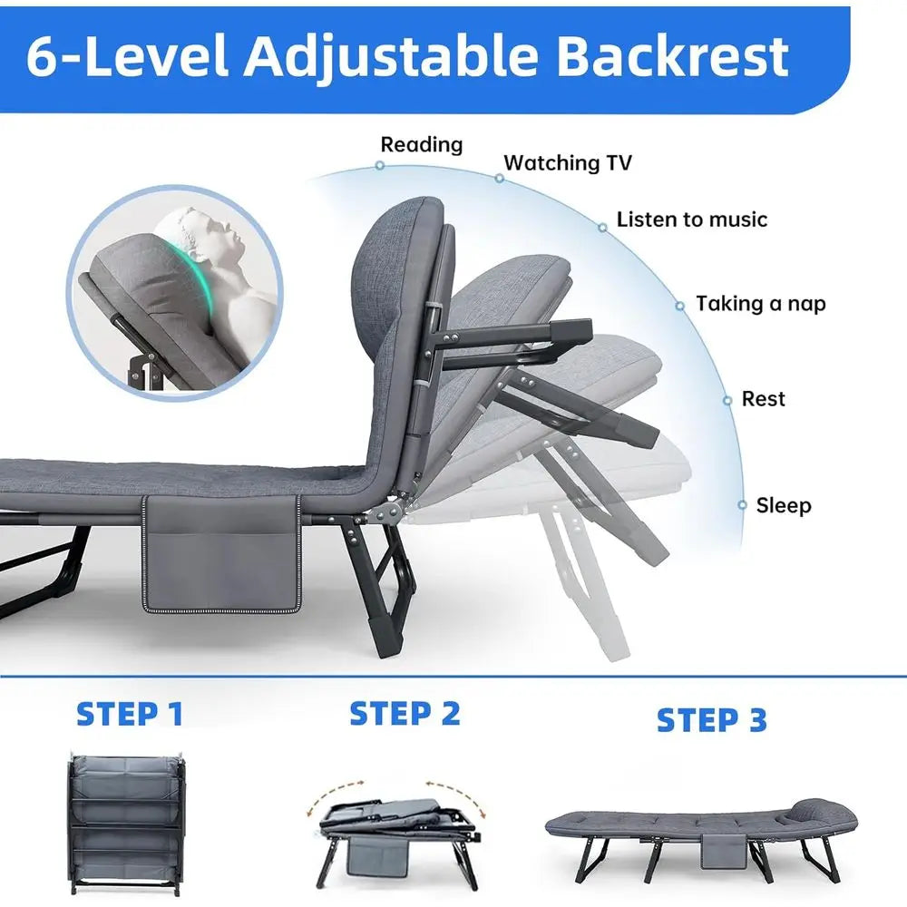 Heavy-Duty Portable Camping Cot with Mattress, 450 lbs Capacity, Adjustable for Indoor or Outdoor Use (70 L)
