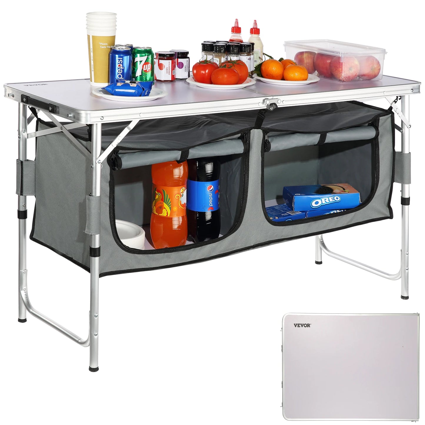 Camping Kitchen Table Quick Set-Up Folding Camping Table MDF Camping Table for Outdoor Picnics BBQ Camping RV Traveling