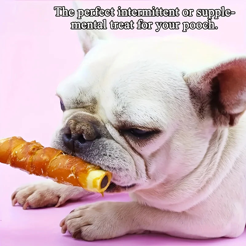 2-Pack (2 x 150g/5.3oz) 300g/10.6 Chicken Wrapped Cowhide Stick, Meat Dog Snacks, Made From Chicken Meat And Beef Skin
