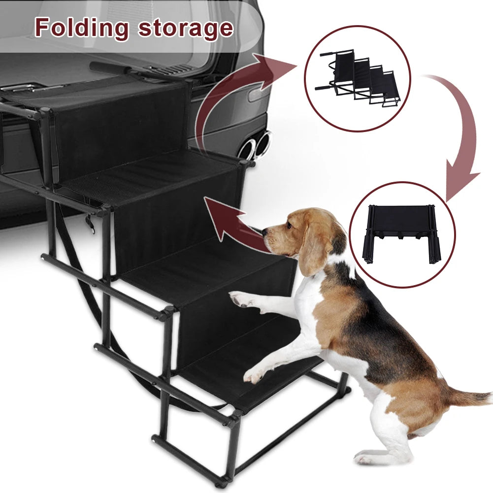 4 Steps Pet Ramp Lightweight Portable Dog Cat Ladder With Nonslip Surface Pet Ladder Dog Car Steps Folding Pet Stairs Ramp