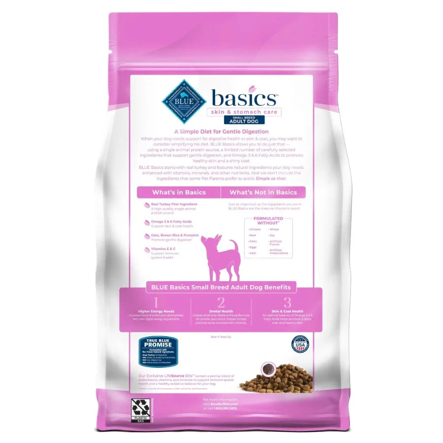 Basics Small Breed Adult Dry Dog Food, Turkey, Chicken Free, 4lb