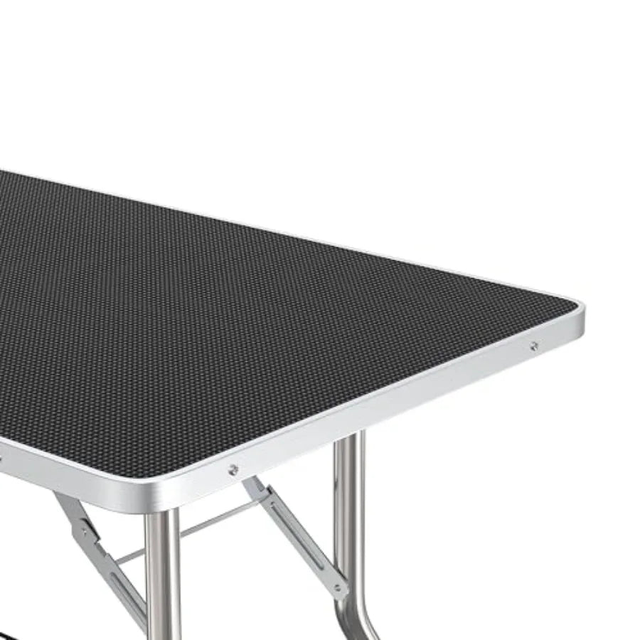 Foldable Dog Pet Grooming Table with Heavy Duty Stainless Steel Frame 38" Medium Size Black 38x22 Ideal for Home or Salon Use
