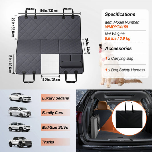 Back Seat Extender for Dogs Dog Hammock for Car Back seat Waterproof Hard Bottom Dog Car Seat Cover for Back Seat