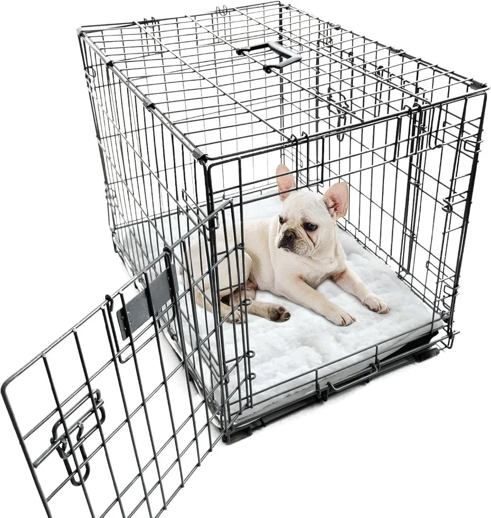 Small Dog Crate Mat, 24 x 18 Soft Plush Bed Pad, Machine Washable with Anti-Slip Bottom