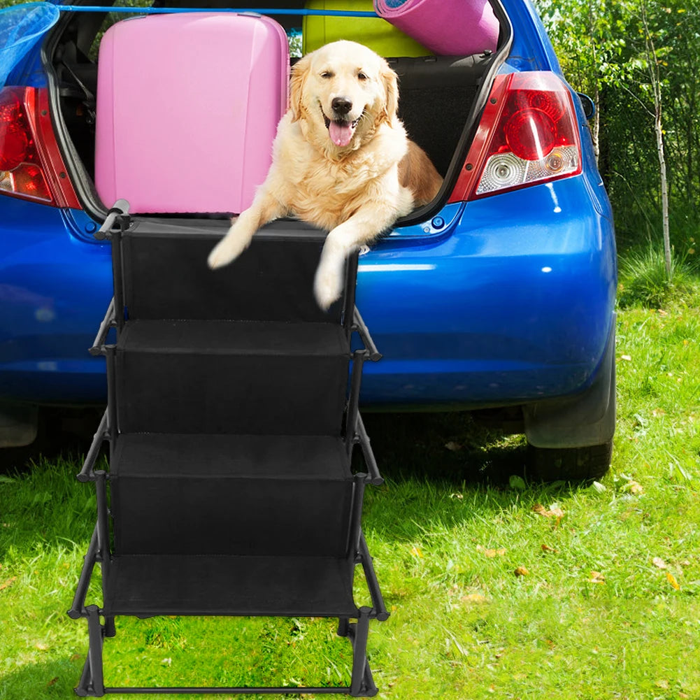 4 Steps Pet Ramp Foldable Dog Pet Ramp Pet Ladder Lightweight Portable Dog Cat Ladder Folding Pet Stairs Ramp for Car