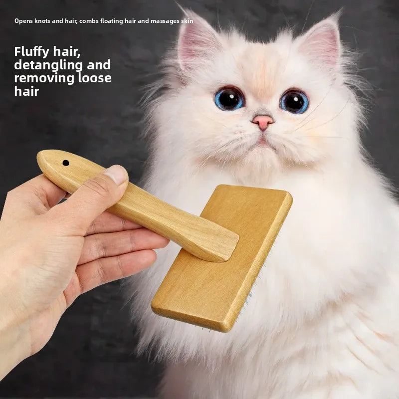 Pet Grooming Comb Shedding Hair Remove Brush Wood Handle Slicker Dog Cat Supply