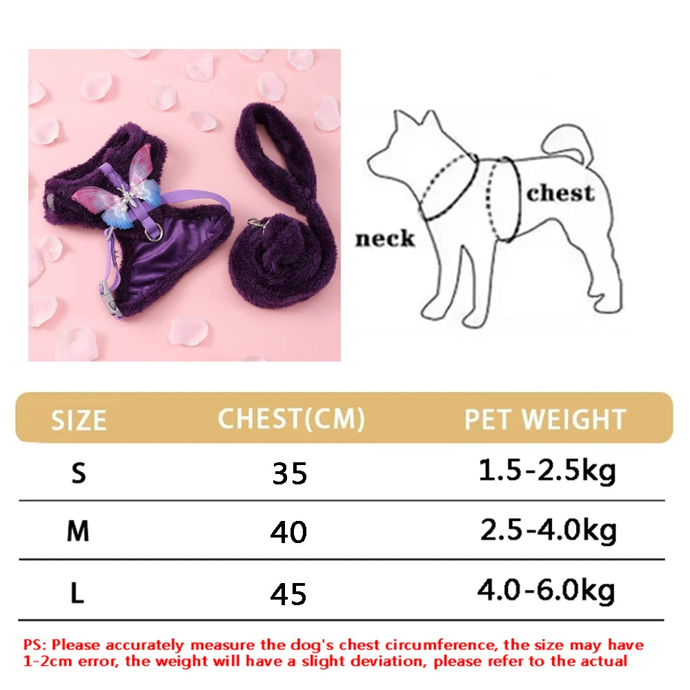 New Breathable Cute Cat Harness Set Butterfly Small Dog Harness Set Walk Outdoors Puppy Chest Vest Leash Accessories