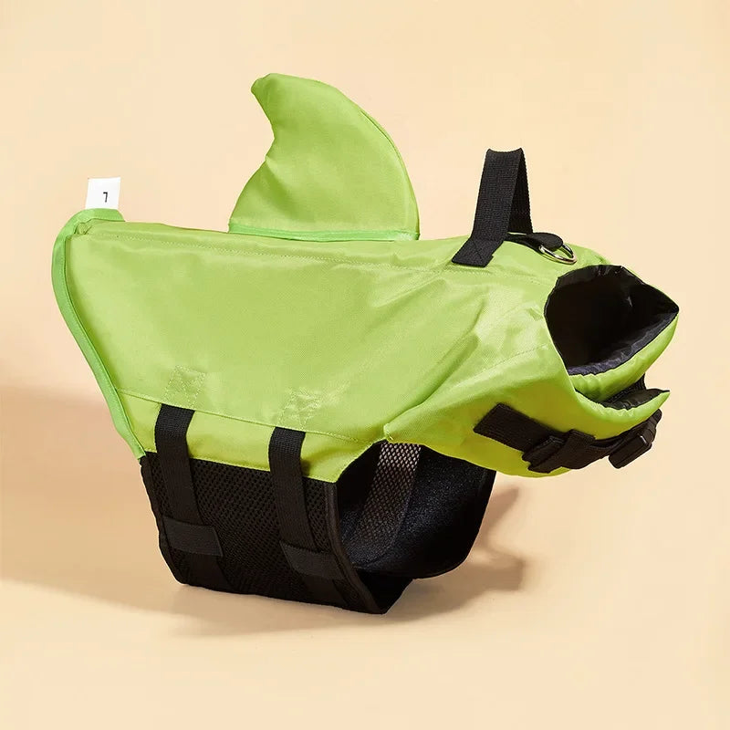 Dog Life Vest Summer Adjustable Pet Shark Swimsuit Enhanced Buoyancy Swimming Jacket Dog Safety Clothes for Medium Large Dogs