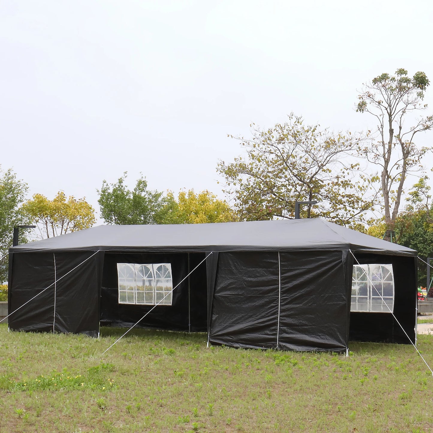 10 x 30 FT Outdoor Party Tent with 8 Removable Sidewalls, Waterproof Canopy Patio Wedding Gazebo, Heavy Duty Iron Frame, Black