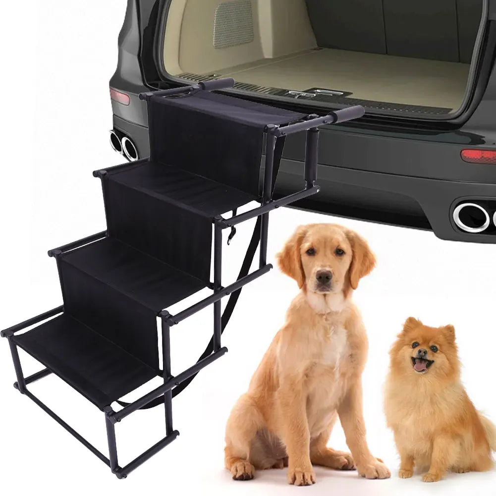 4 Steps Pet Ramp Foldable Dog Pet Ramp Pet Ladder Lightweight Portable Dog Cat Ladder Folding Pet Stairs Ramp for Car