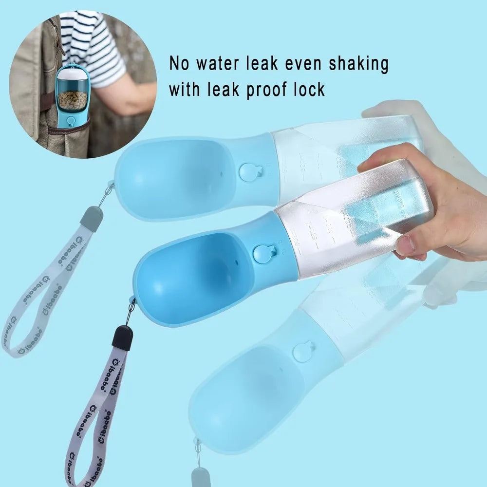 Dog Water Bottle with Food Container & Poop Bag Holder, Leak-Proof Travel Bowl, Portable Pet Dispenser for Walking Hiking, Puppy Essentials