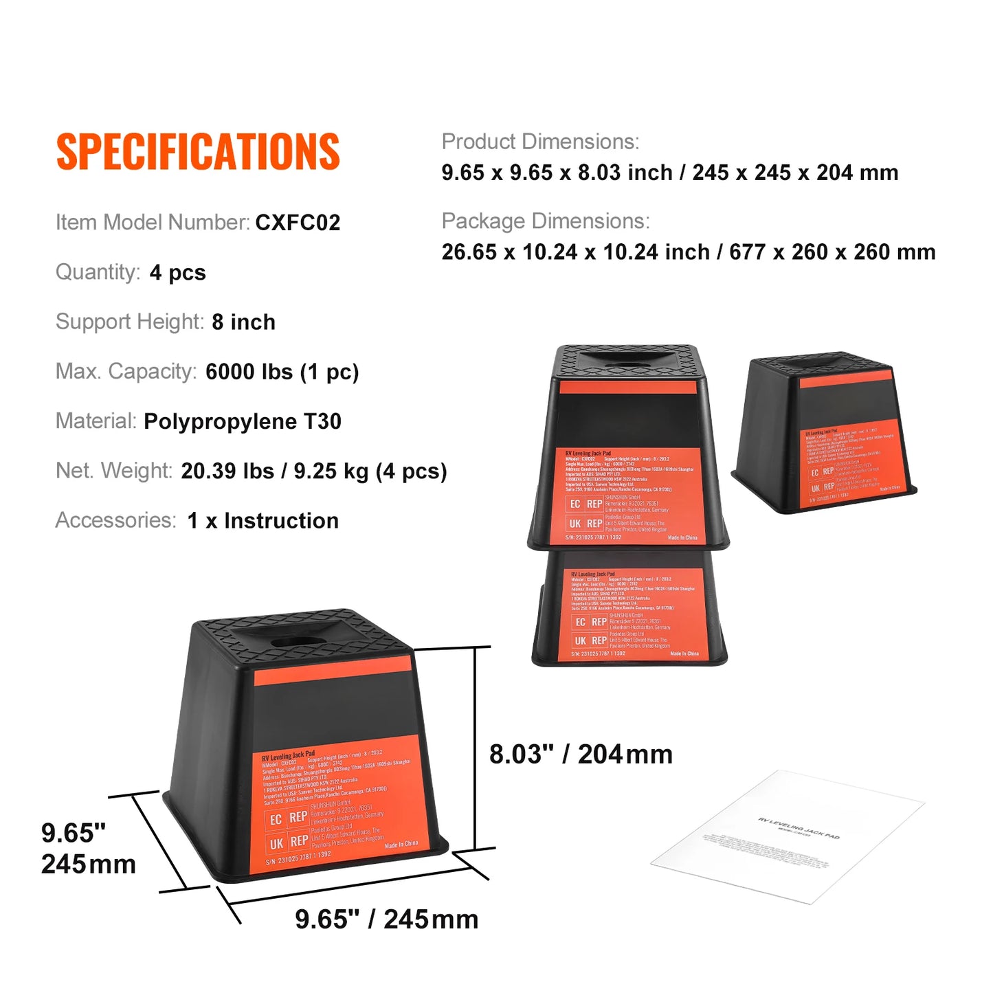 RV Leveling Pads Round Landing Feet Permanent Attached Jack Stabilizers Rubber Travel Trailers Class A/C Motorhome