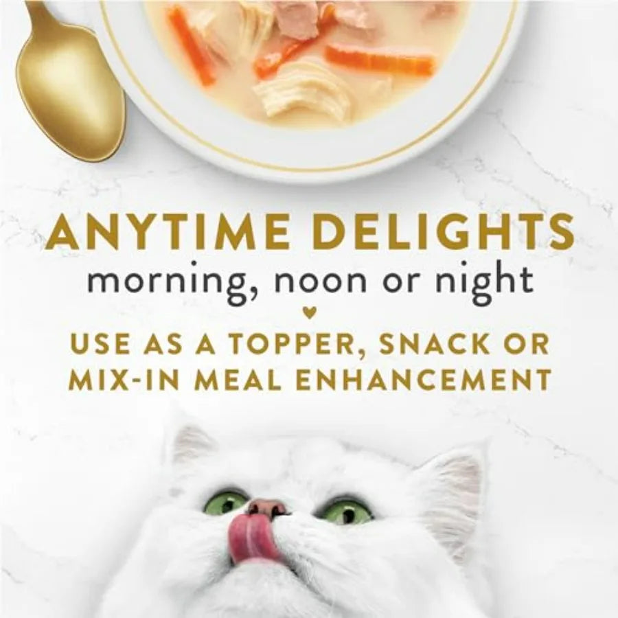 Lickable Broth Topper Complement Creamy Wet Cat Food Variety Pack - Pack of 12 1.4 oz. Pouches