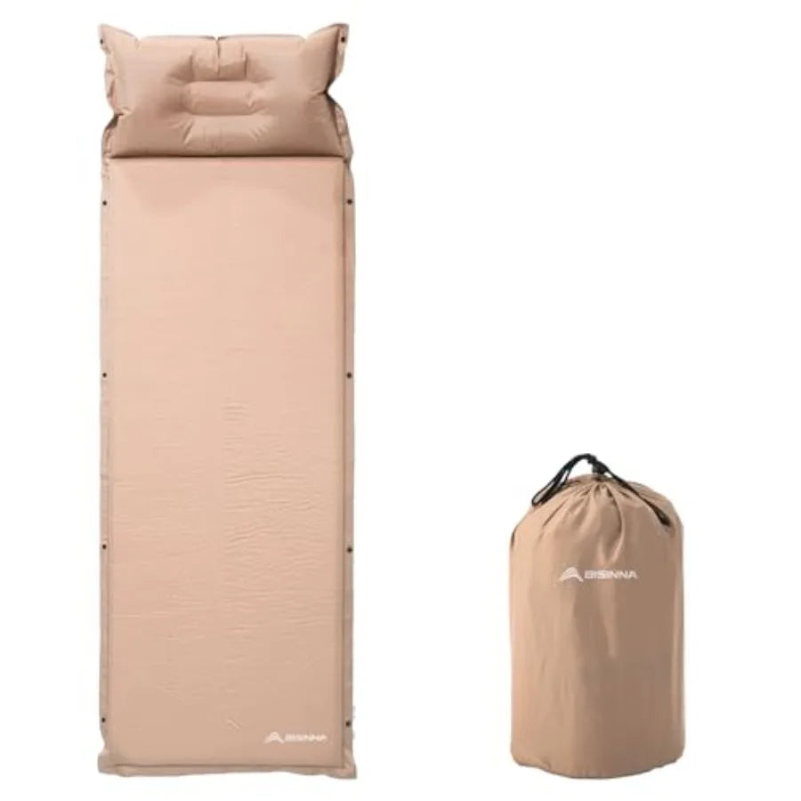 Self-Inflating Sleeping Pad Thick Foam Sleeping Mattress with Pillow for Camping Lightweight Insulated Sleeping Mat Fast Inflate
