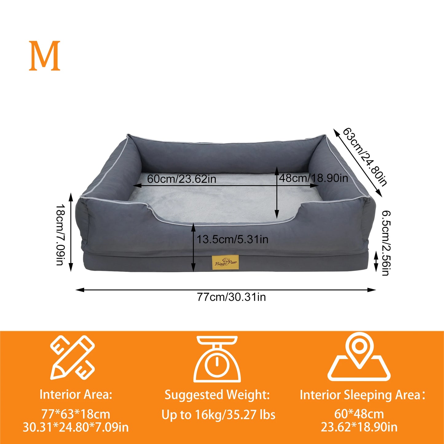 M/L/XL/2XL/3XL Orthopedic Dog Beds Oxford Bolster Foam Base Pet Dogs Couch Sofa Lounger Bed Waterproof Lining Removable Cover