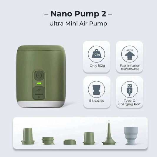 Tiny Air Pump with Camping Lantern 4.5k Pa Air Pump with Magnetic Design for Inflatable Air Mattress Sleeping Pads