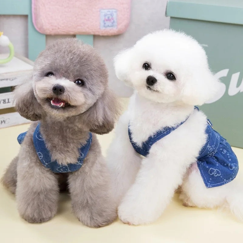 Dog Dress Harness Puppy Summer Clothes for Small Medium Dogs Chihuahua French Bulldog Walking Chest Strap Vest With D-Ring