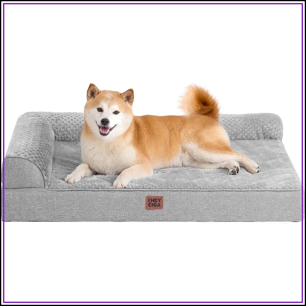 Orthopedic Memory Foam Dog Bed Large, Washable Cover, Waterproof, Nonskid Bottom, 36x27x6, Grey