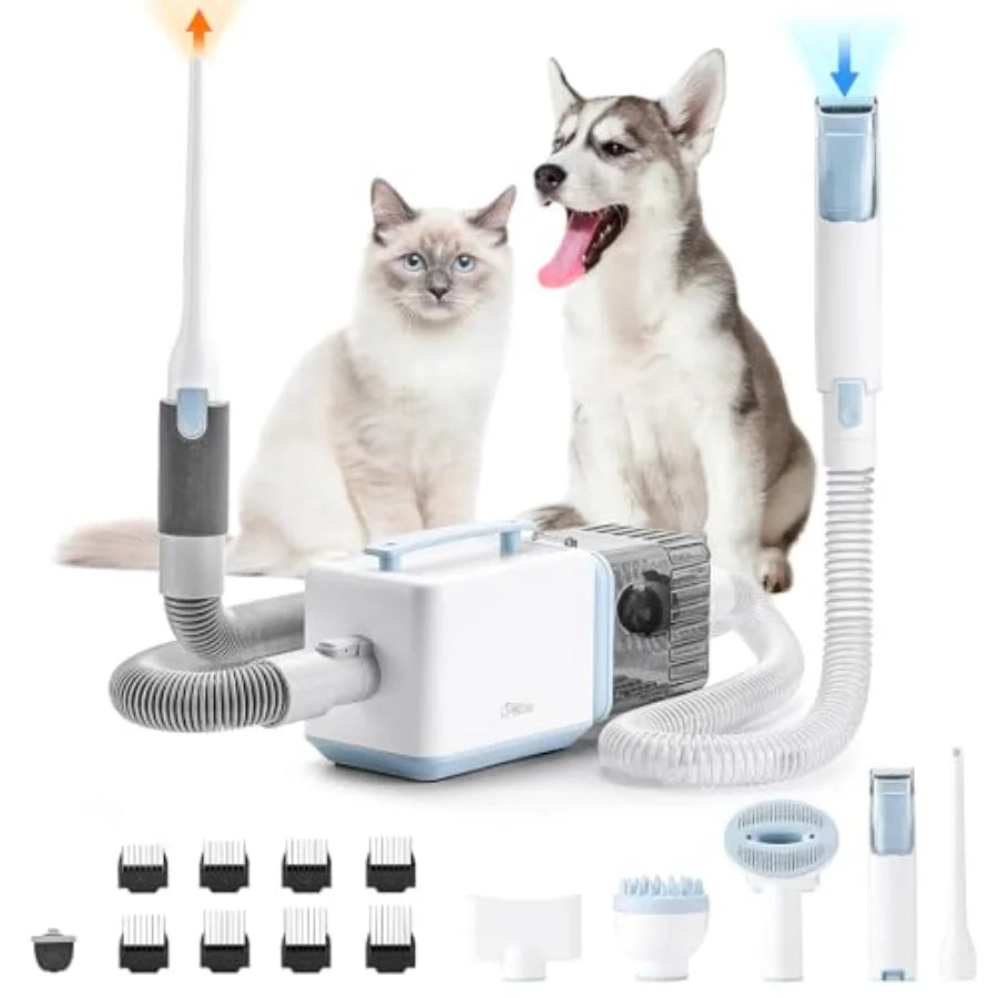 D23 Pro Pet Grooming Kit for Dogs: Vacuum Dog Brush and Dog Trimmer with 95F-140F Adjustable Temperature 23000 PA Suction Adjustments