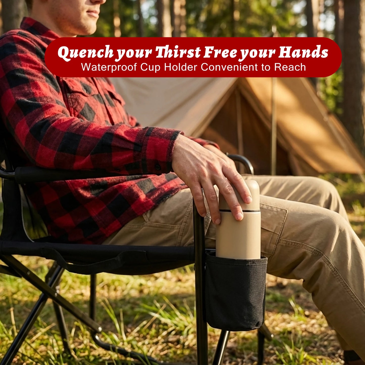 Outdoor Folding Portable Camping Chair Mesh Back Waterproof Armrests Camping Lawn Chair with Sturdy Frame Foldable Seat for Patio Beach Camping