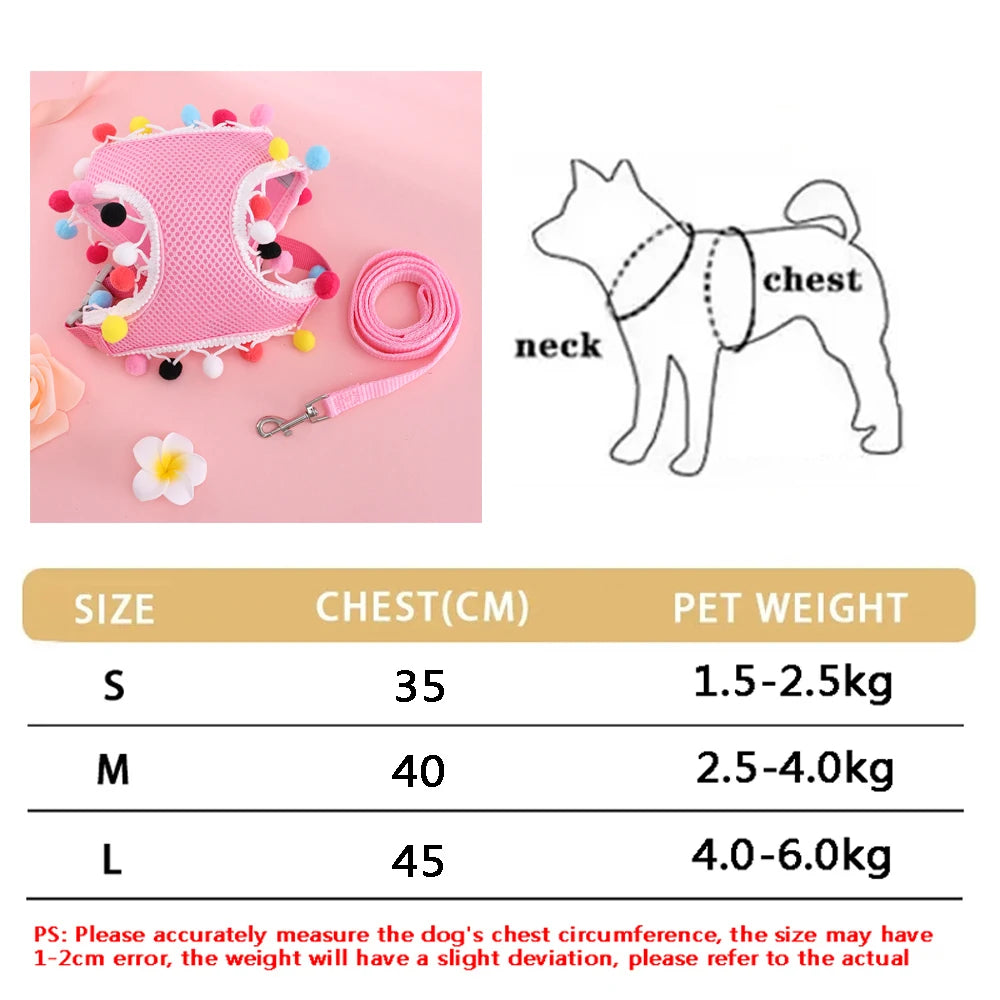 New Breathable Cute Cat Harness Set Butterfly Small Dog Harness Set Walk Outdoors Puppy Chest Vest Leash Accessories