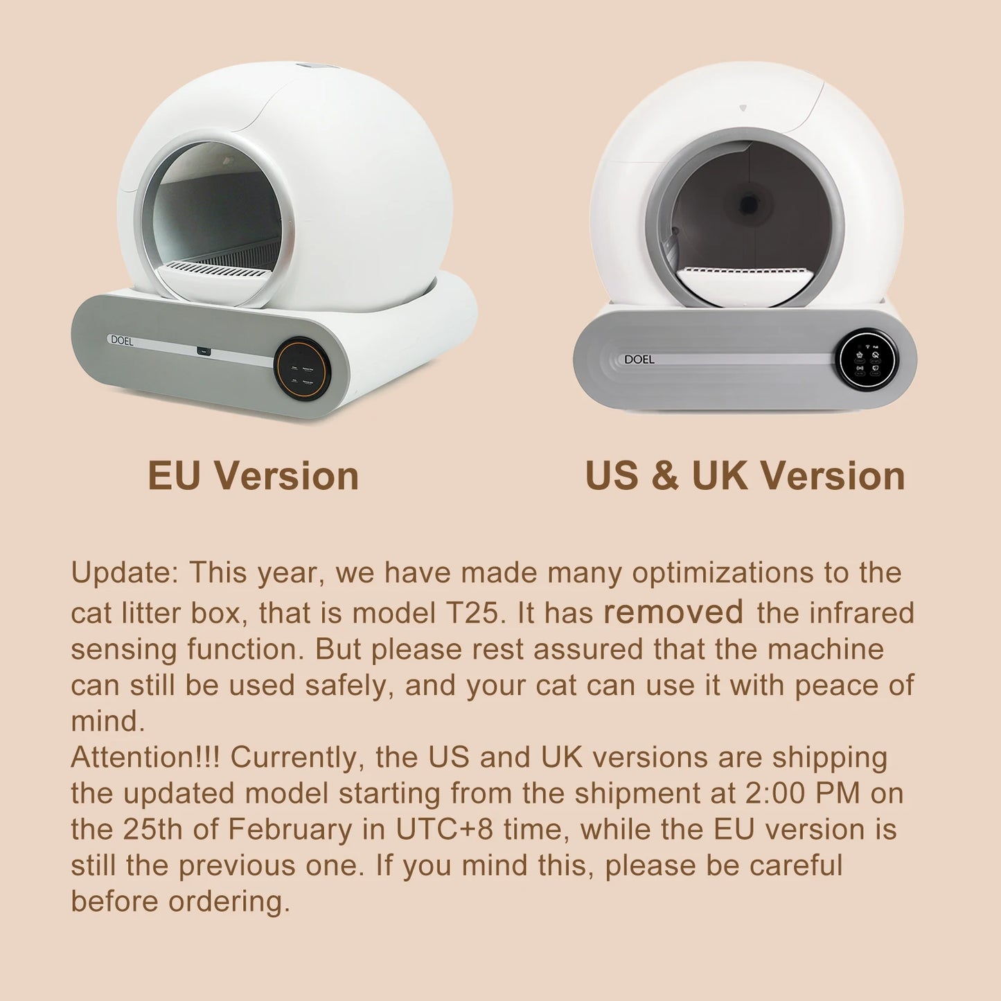 DOEL Self-Cleaning Cat Litter Box 65L Automatic Cat Litter Box w/ Trash Bag & Litter Mat Smart Cat Toilet App Control 2.4G WiFi