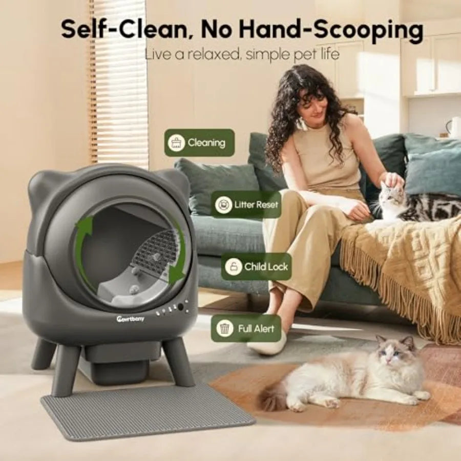 Automatic Litter Box, Self-Cleaning Litter Box, Cat Robot for Multiple Cats, with Smart APP Control and Health Monitoring