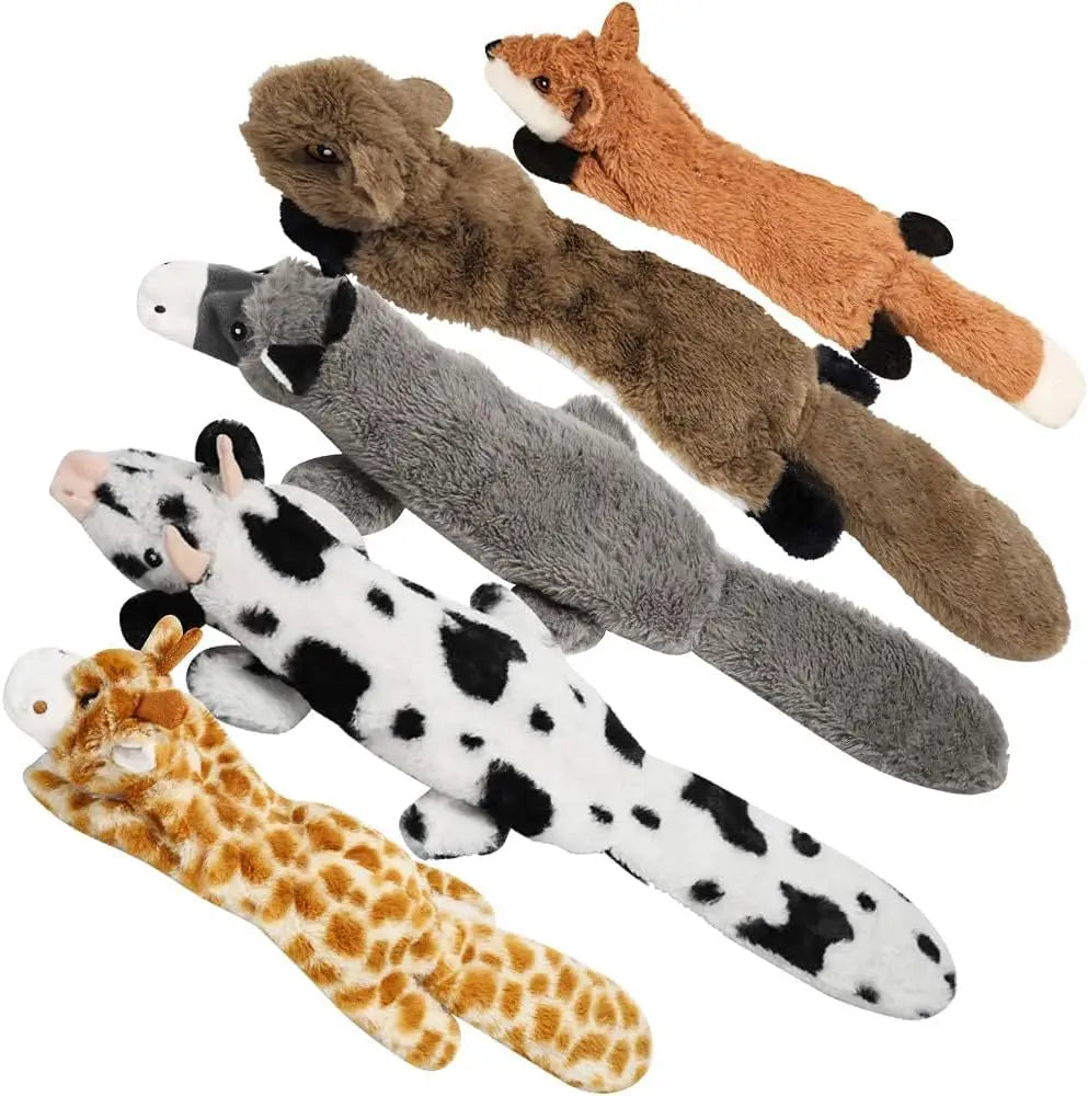 Dog Squeaky Toys, 5 PCS Crinkle Plush Dog Toys, No Stuffing Dog Toys for Small, Medium, Large Dogs, Stuffless Puppy Toys for Bored Dogs