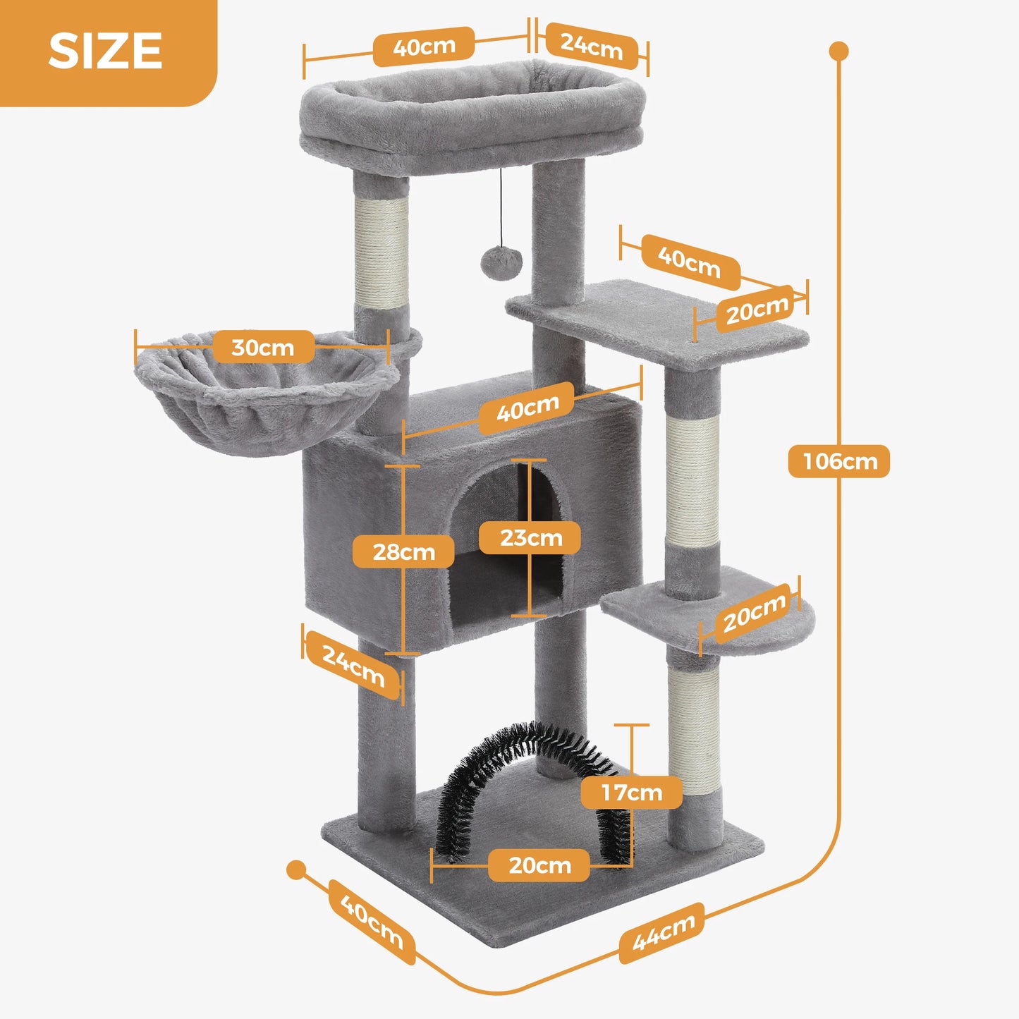 Multi-Level Cat Tree Tower with Sisal Scratching Posts, and Pad Soft Top Perch, Large Cat Condo for Indoor Cat Scratchers, Cat Toys