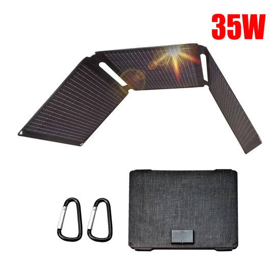 35W Portable Solar Panel with 1 USB Port 1 Type C Fast Charge ETFE Solar Panel Foldable, For Outdoor Use, Phone Charger