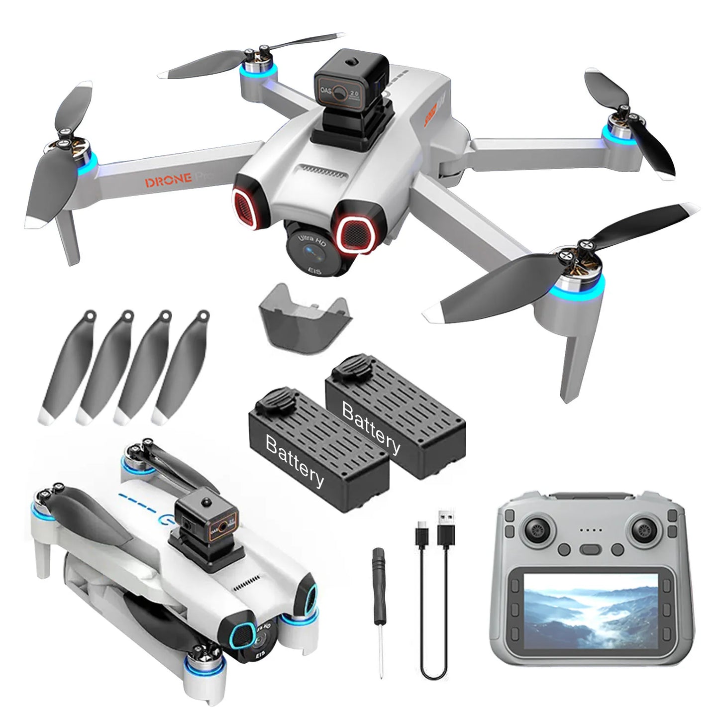 S814 Foldable Drone with Screen Remote Control, Brushless Motor, Obstacle Avoidance, Dual Camera, Optical Flow Hovering, Under 249g No Registration Required