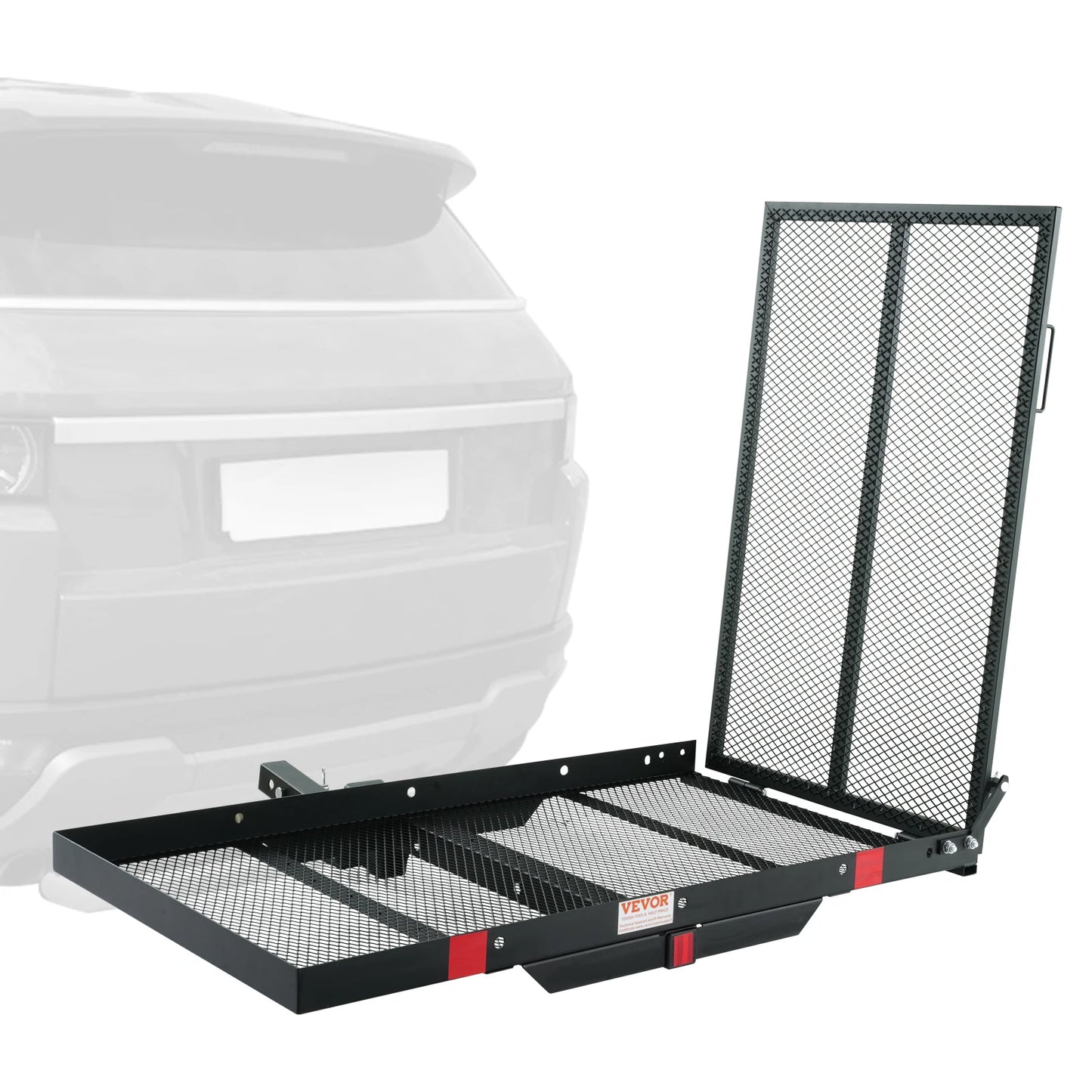 Hitch Mount Cargo Carrier Hitch Cargo Rack with Folding Ramp 500LBS Mobility Scooter Carrier Fit 2" Hitch Receiver