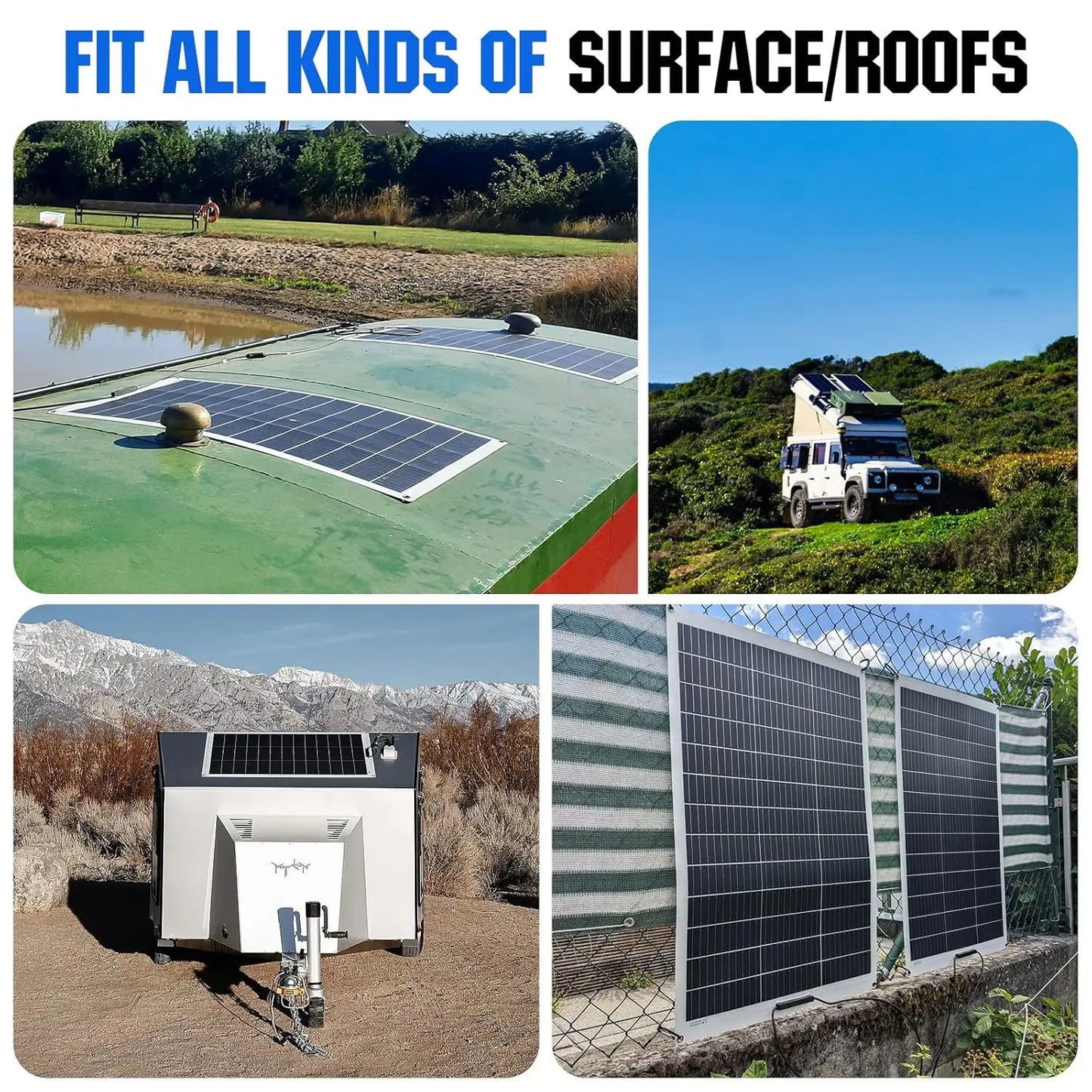18V Solar Panel 125W 250W Flexible Solar Panels Monocrystaillne Solar Cell 12V/24V Battery Charge 1000W Home System Kits RV Boat