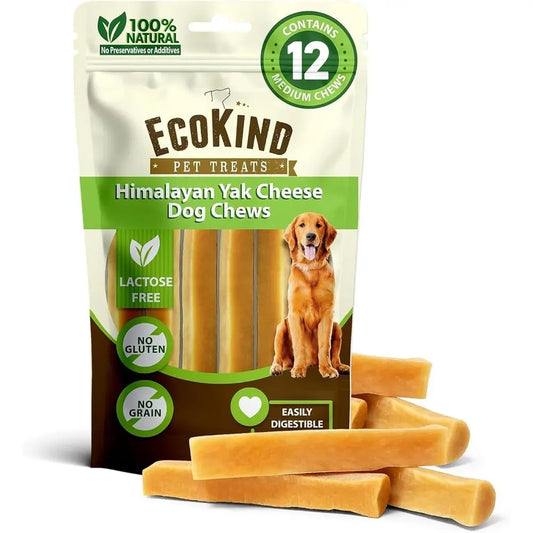 Medium Size Long-Lasting Yak Cheese Dog Chews, 3-Ingredient Natural Protein Treats, Lactose-Free