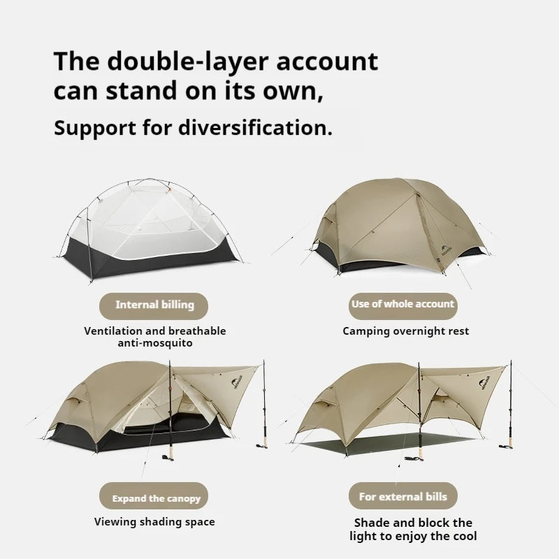 Mongar UL Camping Tent 15D Nylon Lightweight 1 or 2 People 3 Seasons Tent Waterproof Portable Outdoor Tent With Mat