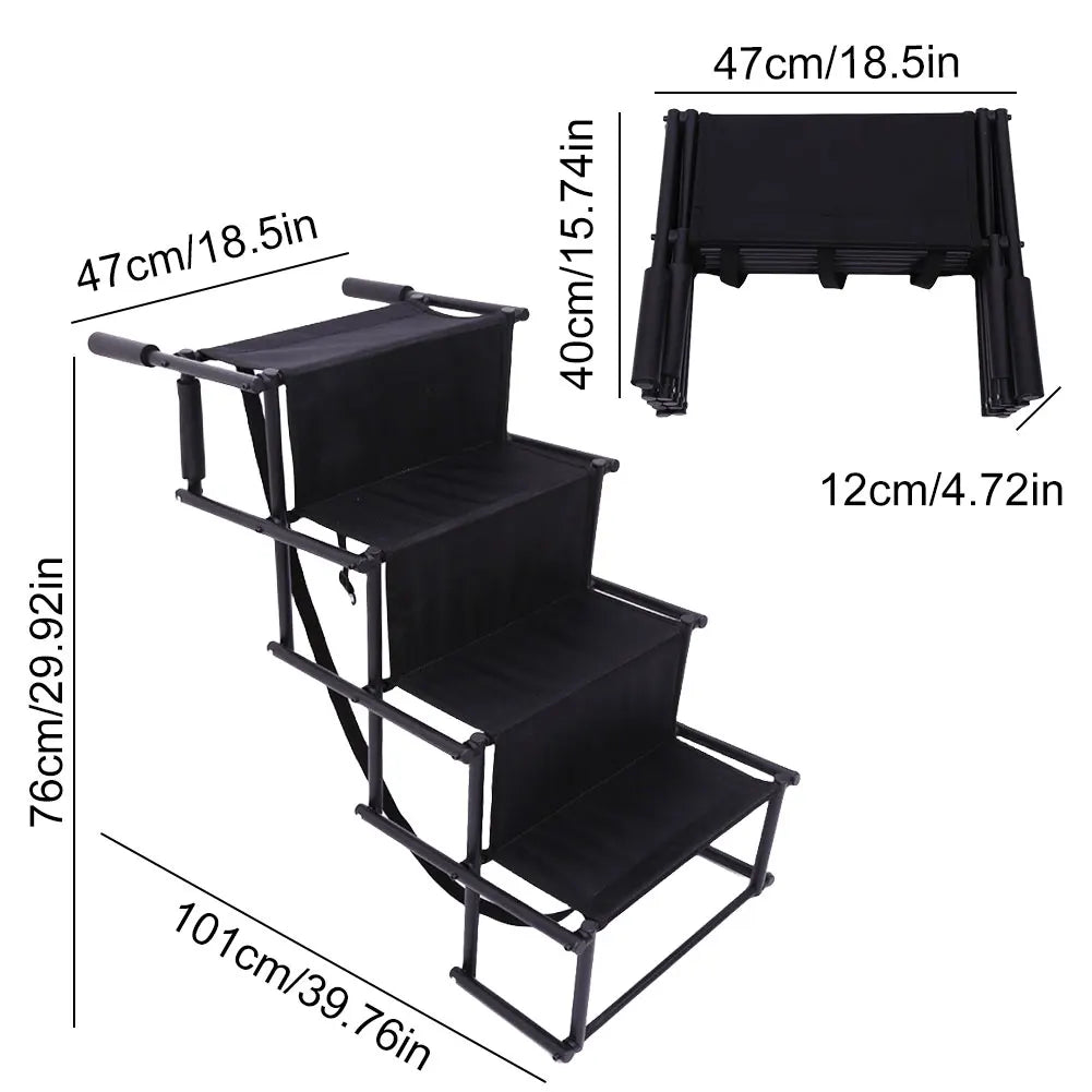 4 Steps Pet Ramp Foldable Dog Pet Ramp With Nonslip Surface Pet Ladder Dog Car Steps Folding Pet Stairs Ramp for Car