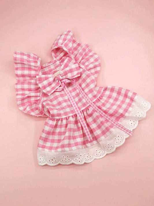1 Set Ditsy Floral Pet Dress With Bow Tie, Fashionable Pet Clothing, Elastic Tulle Skirt Princess Pet Dress For Dogs & Cats