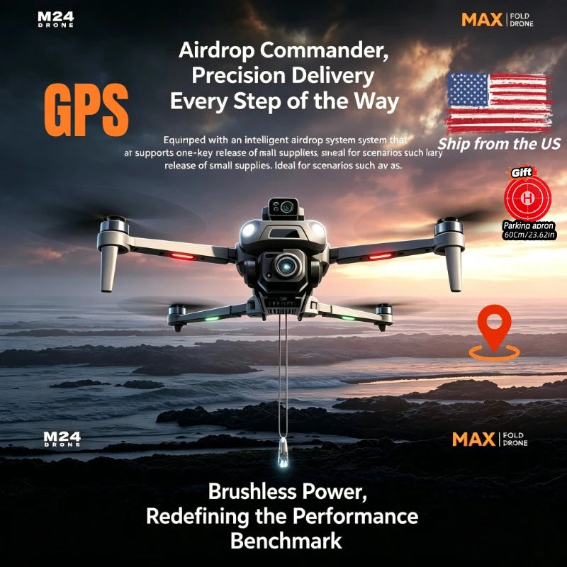 M24 GPS Drone with Gift Delivery 8K Camera 5G FPV Smart Obstacle Avoidance Large Touch Screen Return Home RC Quadcopter Gift Box