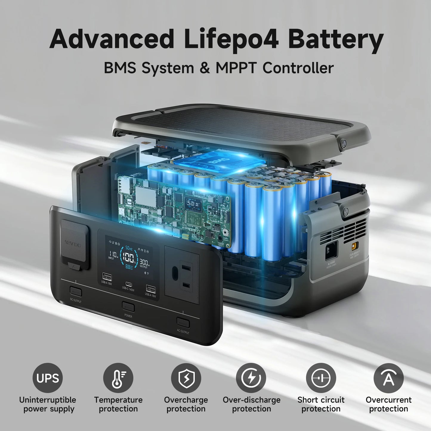 VOLIX P300 Portable Power Station 256Wh LiFePO4 Battery 300W (Peak 600W) AC Output for Outdoor Camping Travel Home Use