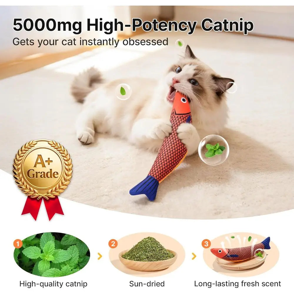 Cat Toys, 3 Pack, Catnip Crinkle Sound, Soft and Durable, Interactive Kitten Kicker or Indoor Kitty Exercise, 9.4 Inches