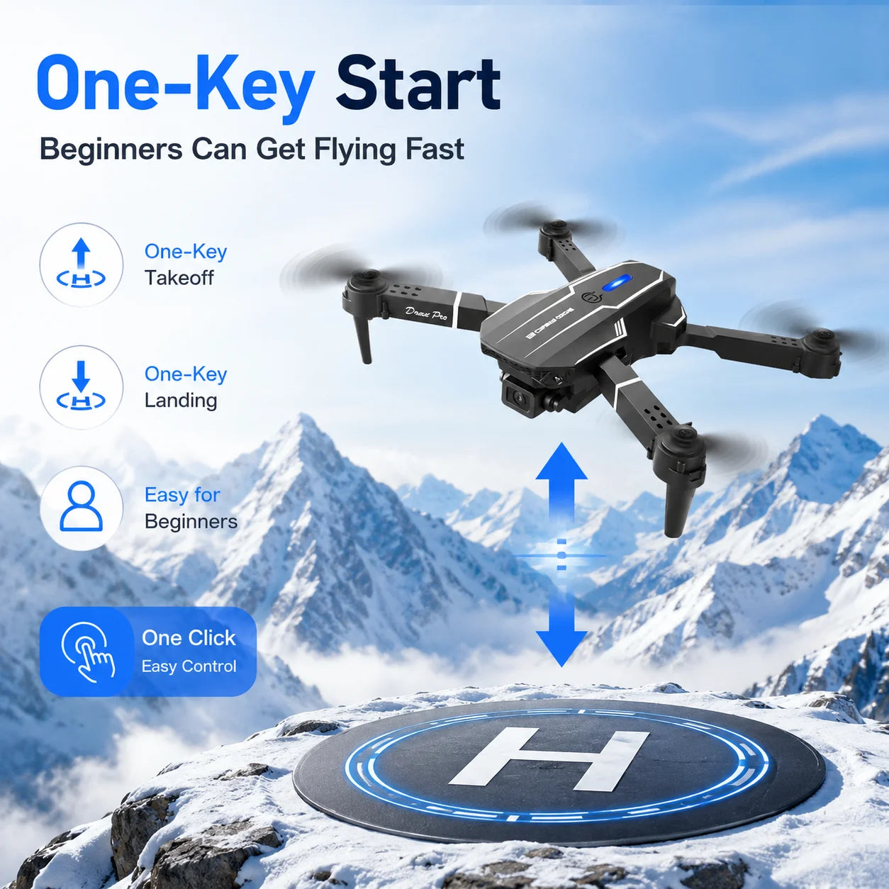 2.4Ghz RC Drone with HD Dual Camera Altitude Hold Path Planning Flight 3-Speed Adjustable Foldable Drone Toy