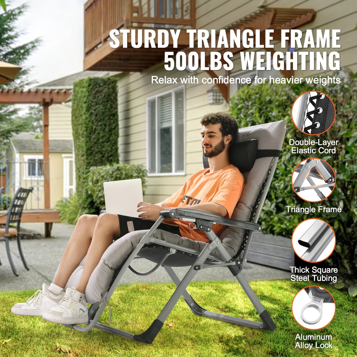 Zero Gravity Chair Zero Gravity Recliner Lounge Chair Adjustable Anti-Gravity Chair with Cushion Footrest and Cupholder