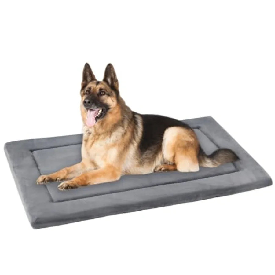 Dog Bed for Crate 1.1" Cooing Pad Reveribe Fanne and Waterproof Canvas for XXX Dog up to 130 b Fit 54" x 33" Basic Crate