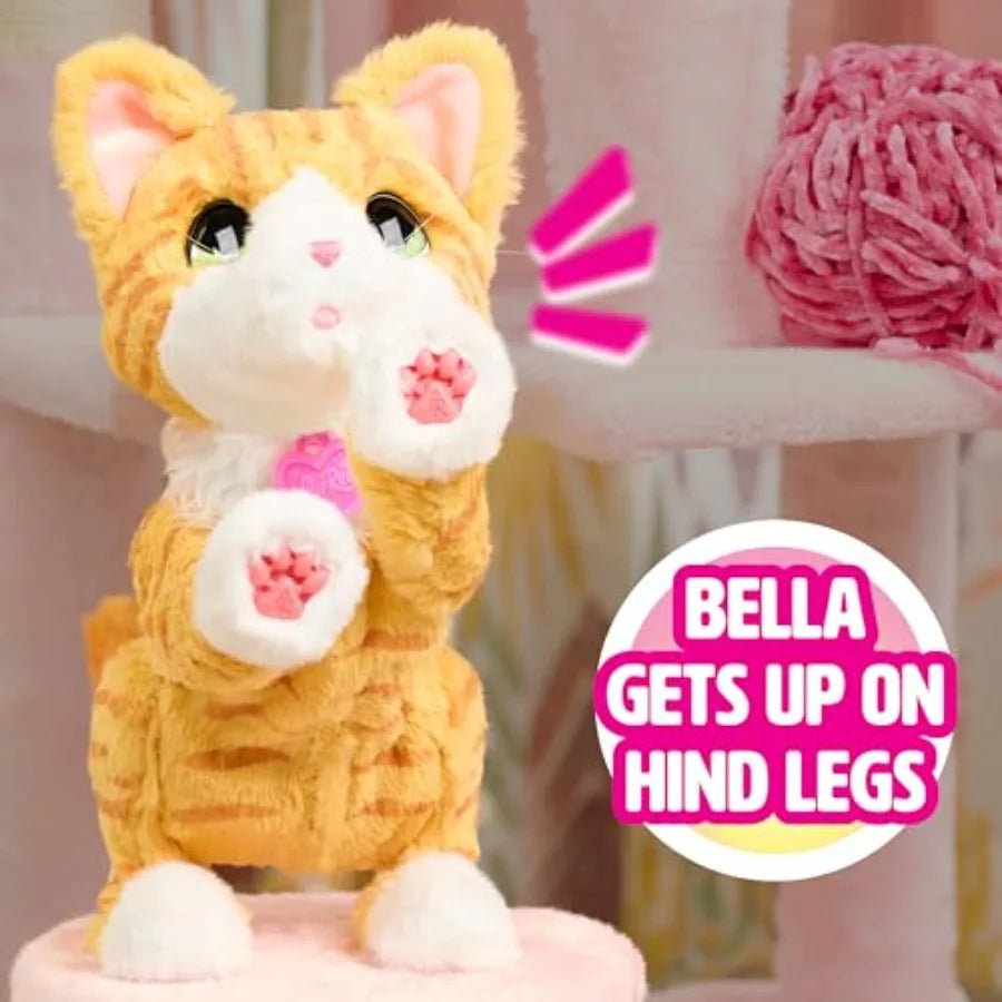 10 Inch Interactive Cat Toy for Ages 4 Up FurReal Bella Biscuit-Making Kitty Soft Fur Material Pink Color Interactive Play Feat