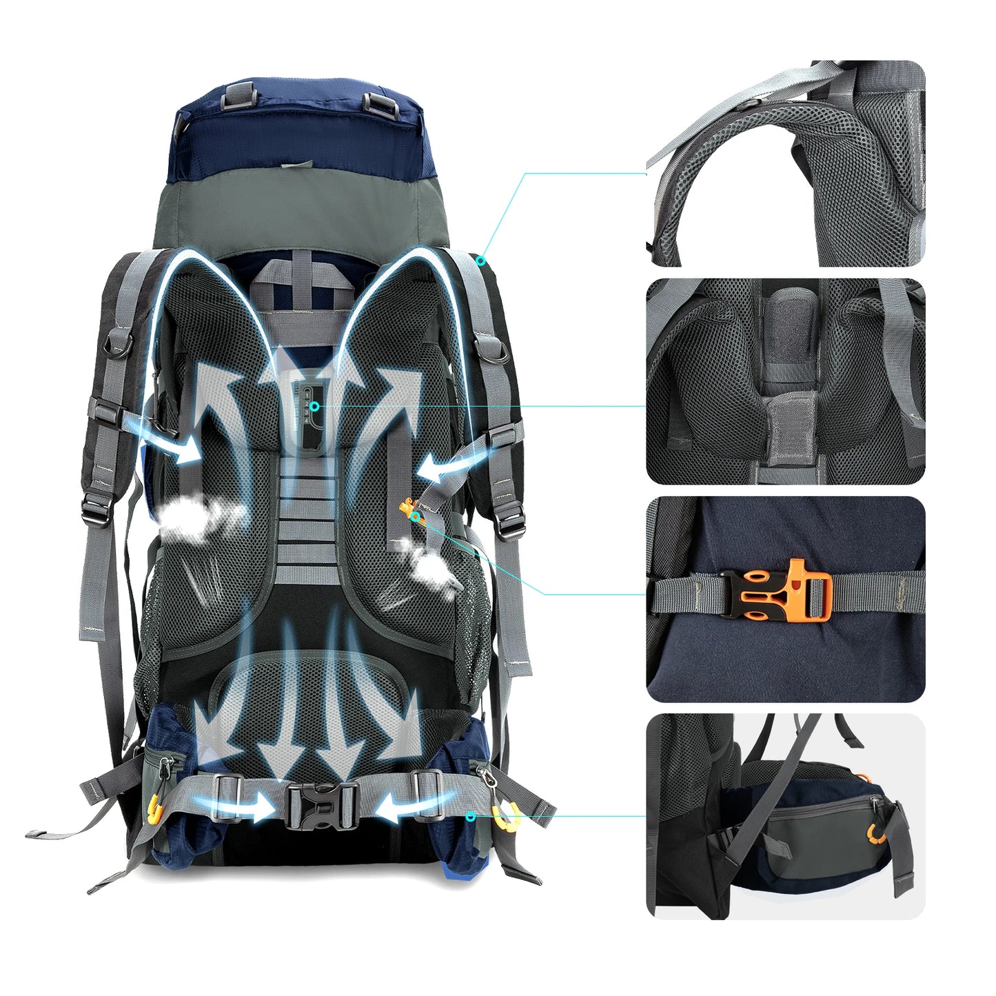 Camping Backpacks 90L with Internal Frame Hiking Backpack for Men Women Waterproof Lightweight Breathable Outdoor