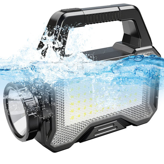 Solar Camping Lantern Type C Rechargeable Powerful Solar Spotlight Waterproof Handheld Spotlight Torch COB for Outdoor Emergency