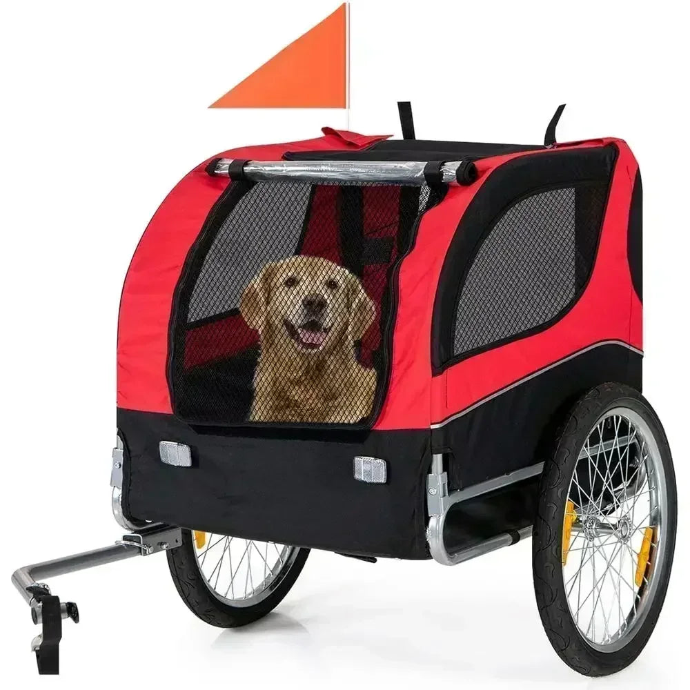 Pet Bicycle Trailer - 3-Wheeled Cart for Dogs, Safe, Easy Setup, Foldable Storage