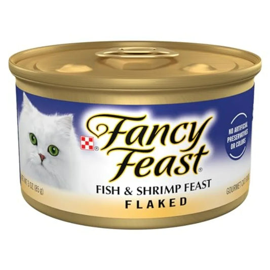 Wet Cat Food Flaked Fish and Shrimp Feast - Pack of 24/3 oz. Cans