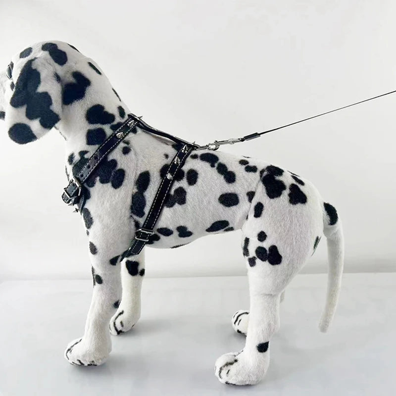 Spiked Studded Leather Puppy Dog Harness Vest For Small Breeds Dog Harness Dog Leash 1 PCS Black