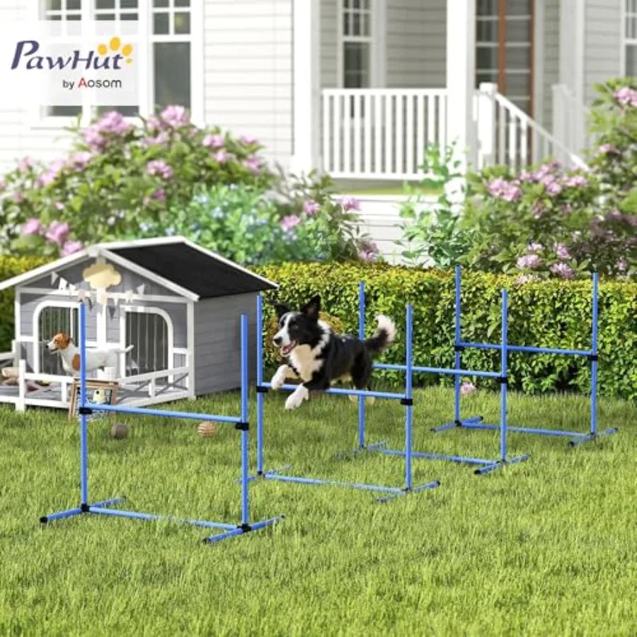 4 Piece Dog Agility Training Equipment for Dog Agility Course with Adjustable Height Jump Bars, Included Carry Bag